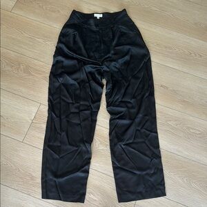 Ronny kobo Black Satin Wide-Leg Pants